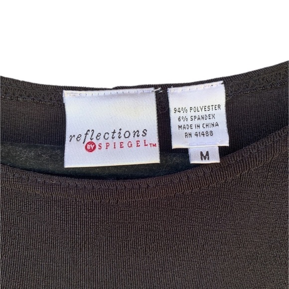 90s Reflections by Spiegel Black Gold Boho Maxi Dress M | Slinky Minimalist Chic - Picture 7 of 8